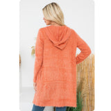 One Left Special-Ashlyn’s Casually Classy Silky Fur Coral Hooded Cardigan-Open Front Sweater