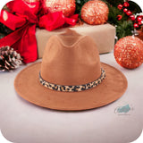 Insanity Sale-Classy and Sassy Leopard Belt Accent Fedora-Wide Brim-Hat