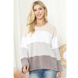 Almost Gone Special-Ashlyn’s Chenille Waffle Knit Color Block Sweater Top