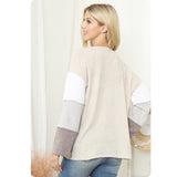 Almost Gone Special-Ashlyn’s Chenille Waffle Knit Color Block Sweater Top