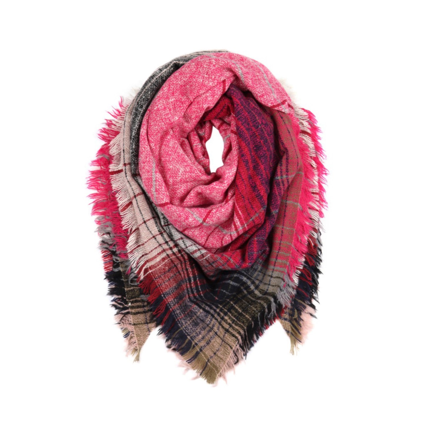 Ashlyn’s Casually Classy Red Gray Blanket Scarf-Wrap