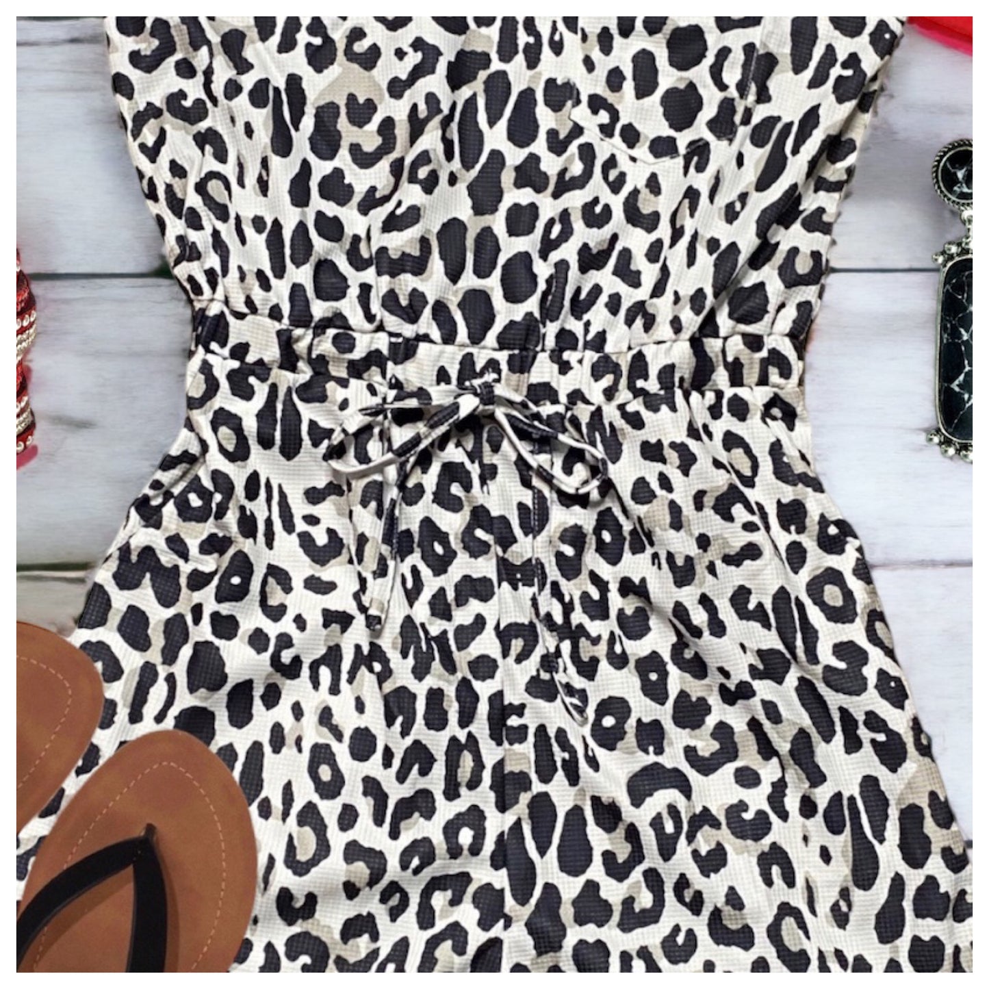 Ashlyn’s Causally Classy Ivory Taupe Black Romper-Jumpsuit-Shorts Set