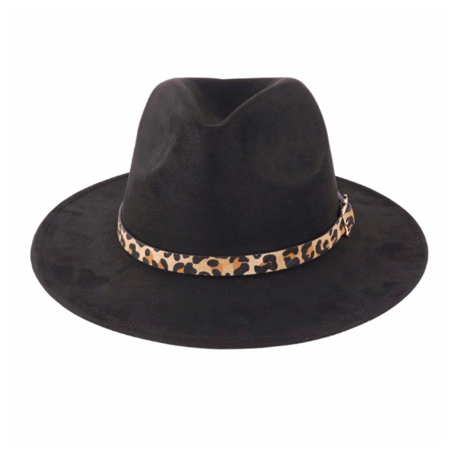 Classy and Sassy Leopard Belt Accent Fedora-Wide Brim-Hat