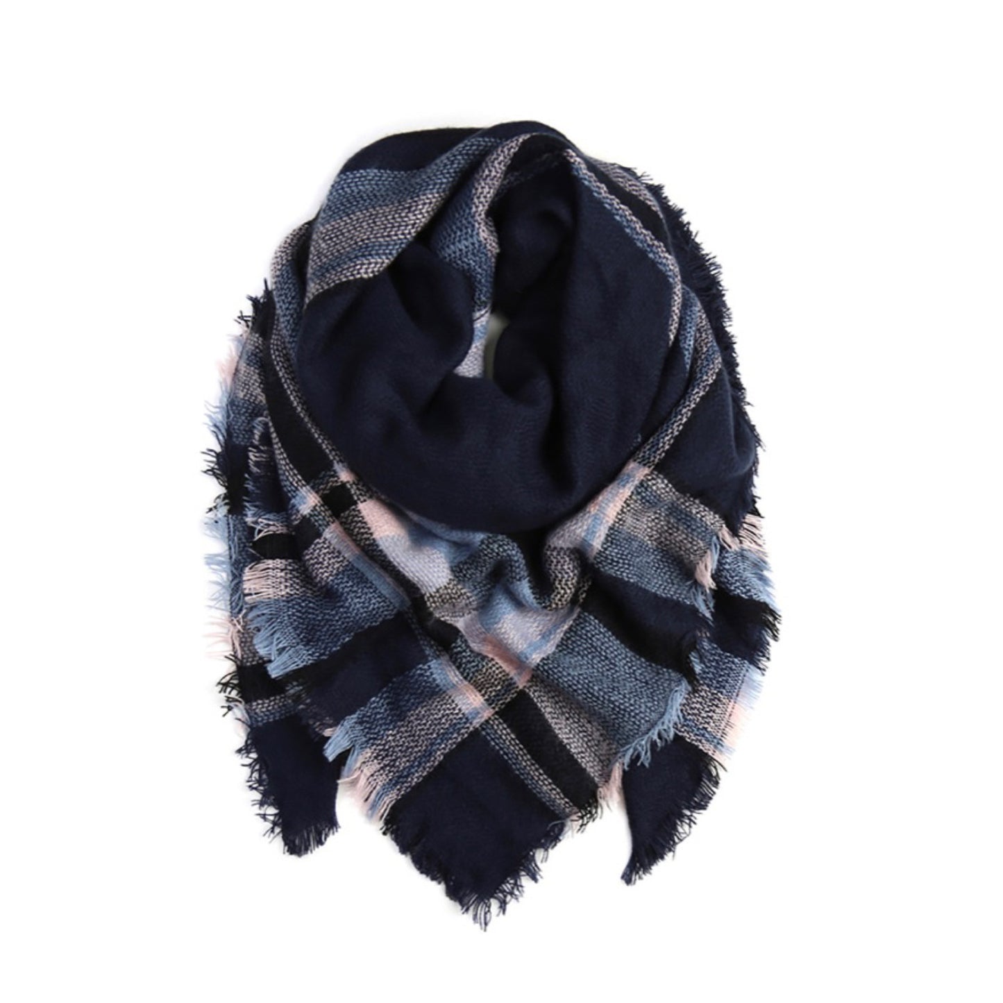 Ashlyn’s Casually Classy Navy Pink Blanket Scarf-Wrap