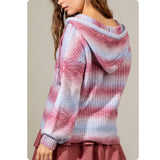 Ashlyn’s Crazy Cozy Lavender Pink Mix Ombre Hooded V Neck Sweater