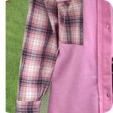 Your Must Have-Pink with Plaid Sleeves Oversized Shacket-Top