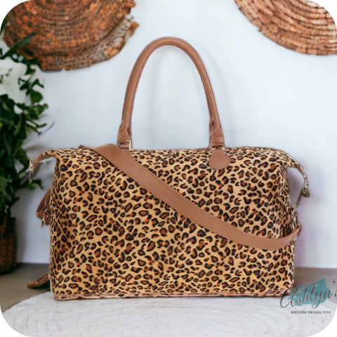 Gotta Get It! Leopard Print Faux Fur Huge XL Weekender Bag-Tote Bag-Purse
