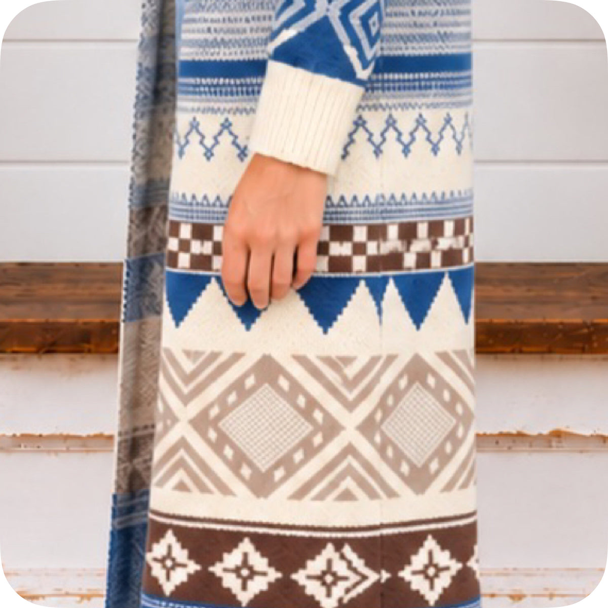 Casually Classy Southwestern Print Open Front Sweater Cardigan-Duster
