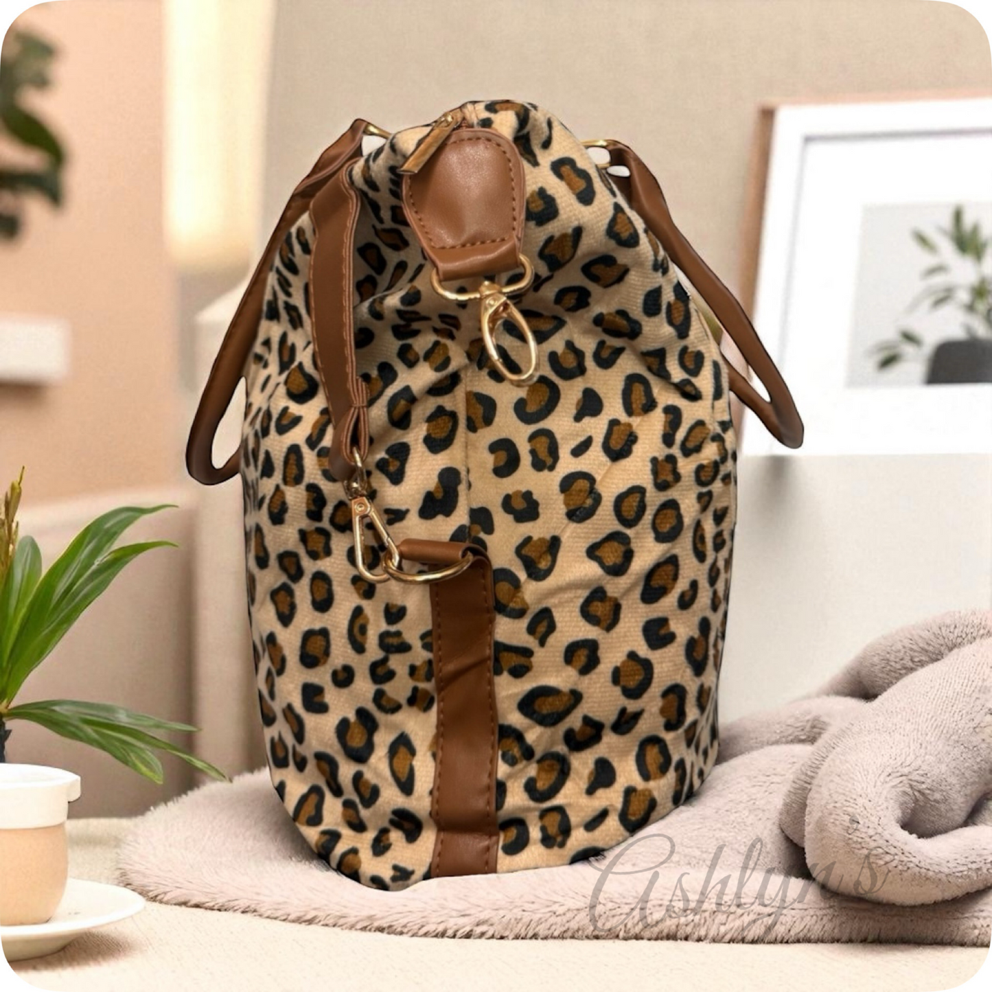 XXL Leopard Print Weekender Tote Bag-Shoulder Bag-Sling Bag-Purse