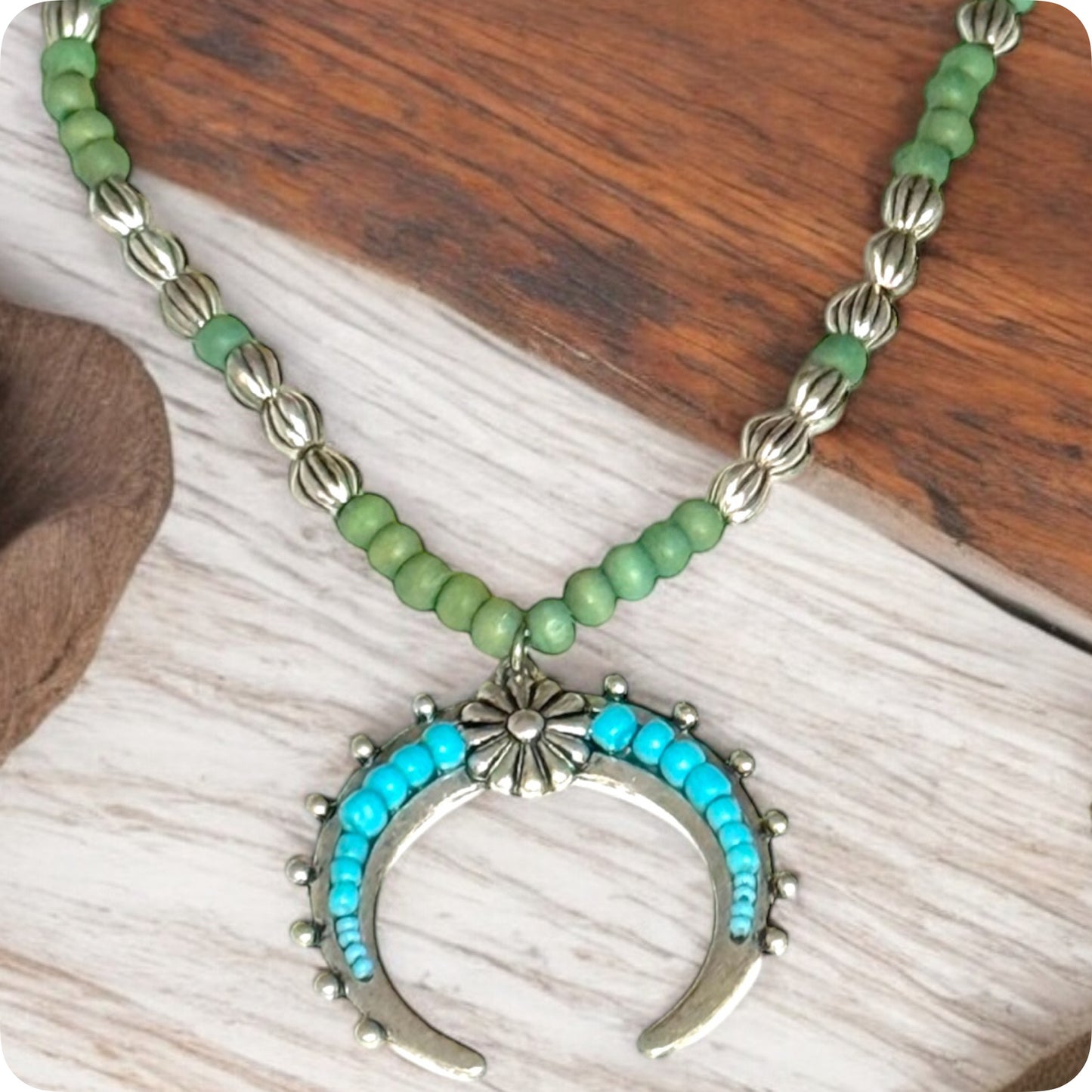 Western Crescent Concho Sweater Necklace