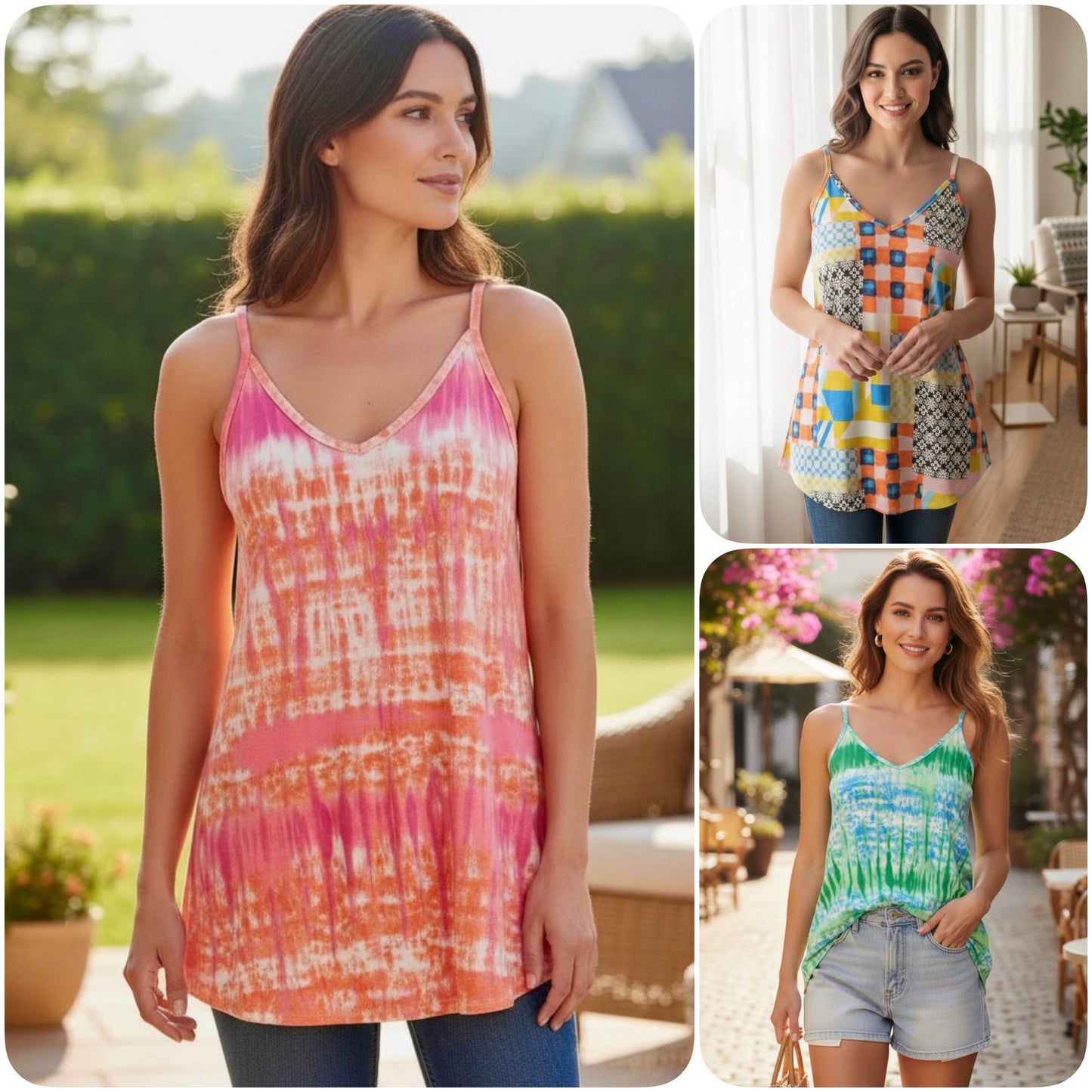 Zenana Reversible V Neck Scoop Neck Tank Top
