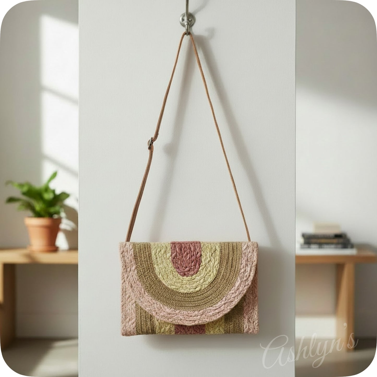 Boho Rose-Natural and Brownish Gold Mix Straw Crossbody Bag-Purse-Satchel