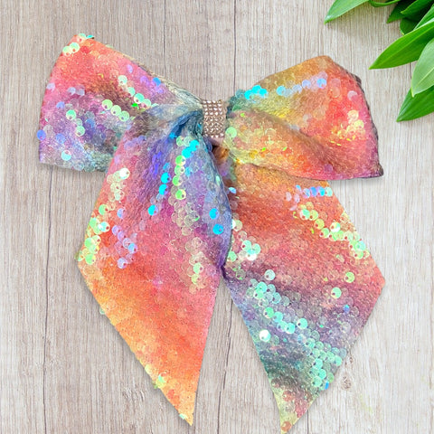 Large Pastel Sequin Hair Bow Clip