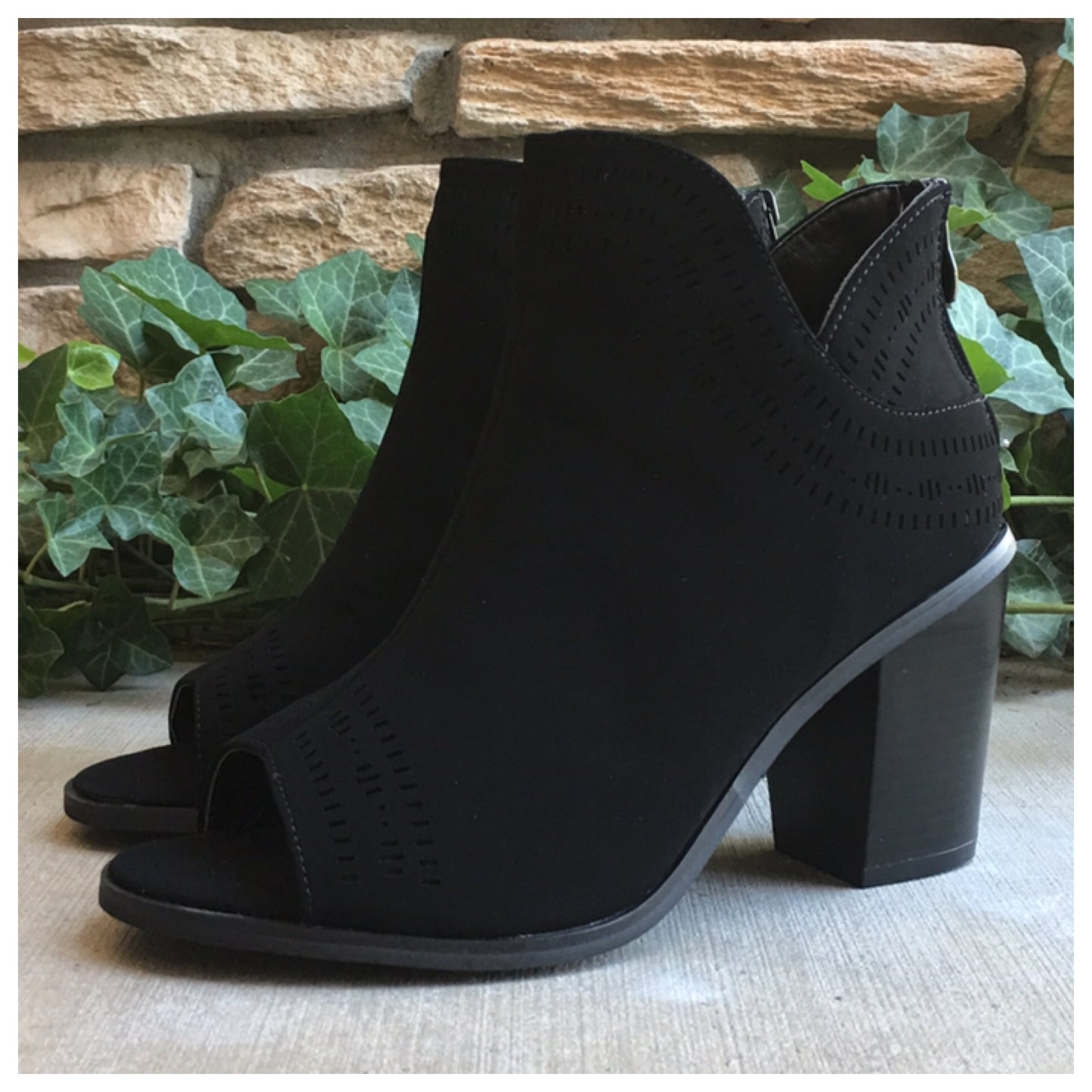 SPECIAL! Sassy Me, Peep Toe Black Ankle Heel Booties