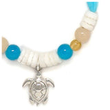 Adorable Multi Bead Turtle Charm Bracelet