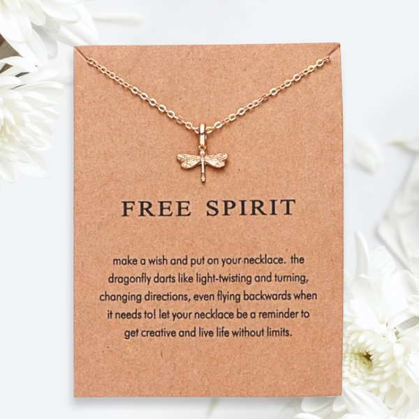 Adorable “Free Spirit” Dragonfly Gold Necklace