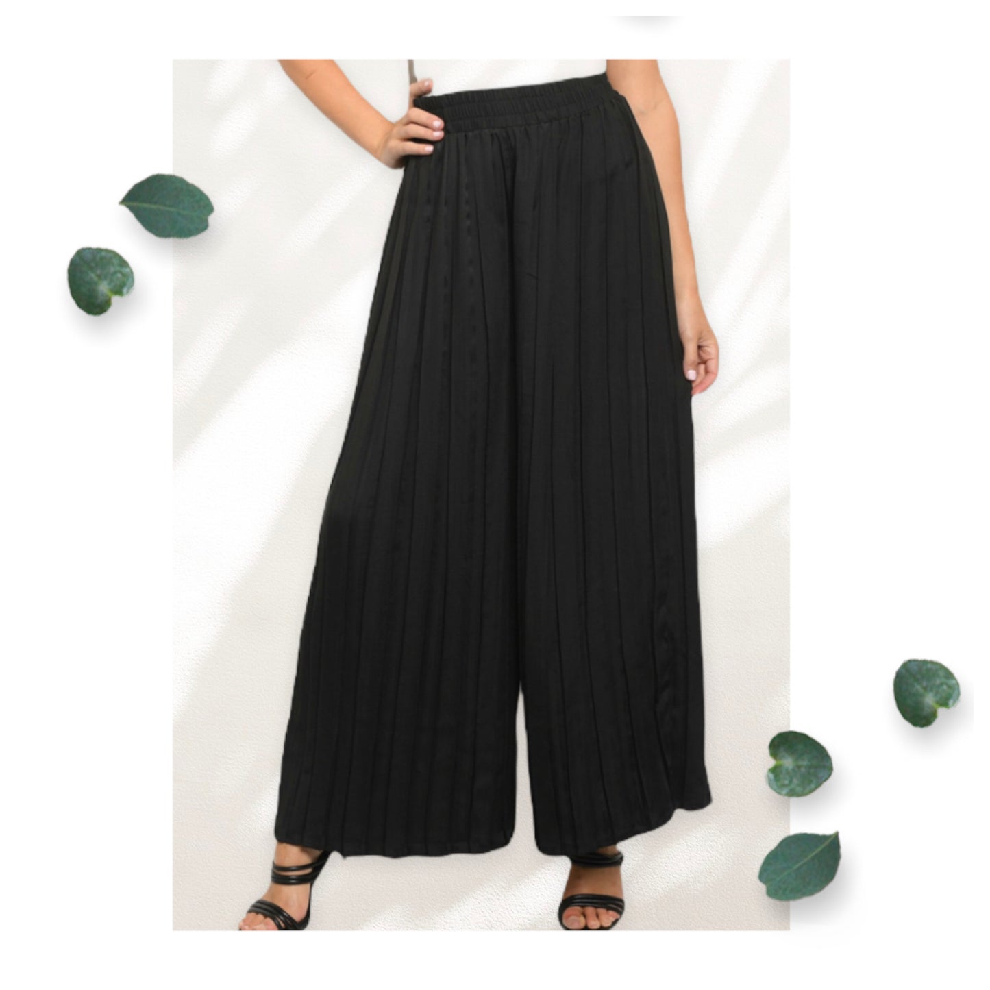 Classy Wide Leg Pleated Black Palazzo Pants!