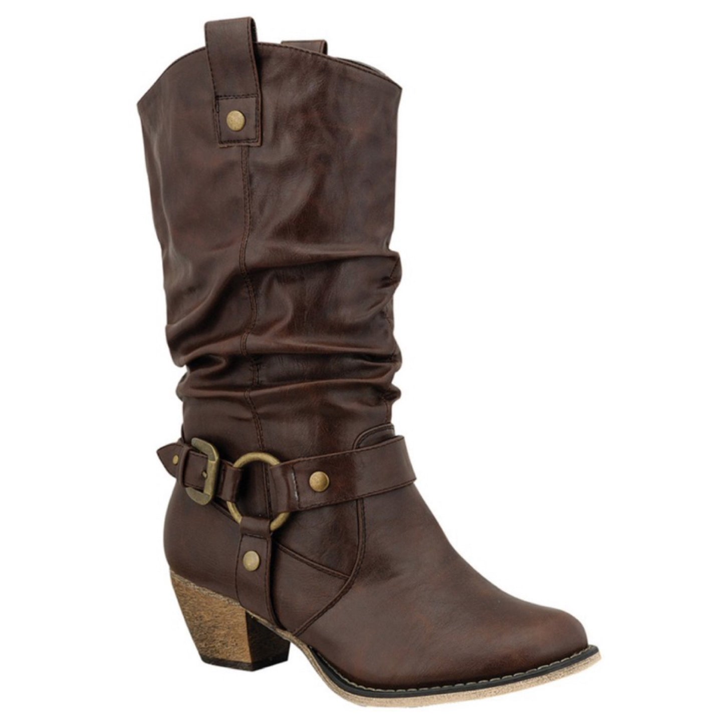 Kickin’ it in Style-Brown Western Style Ankle Boots-Women-Heel Boots
