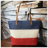 Ashlyn’s American Pride Red White and Blue Crochet Tote Bag-XL Weekender Bag-Purse