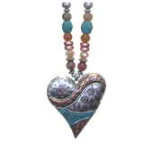 Unique Vintage Textured Heart Necklace Set