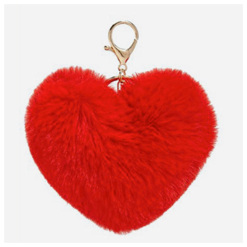 Adorable Huge Heart Puffy Puff Keychain Purse Charm