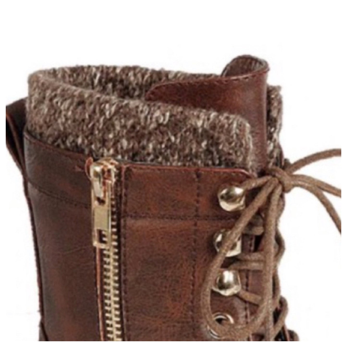 Cozy Cute Pepper Trim Brown Combat Boots