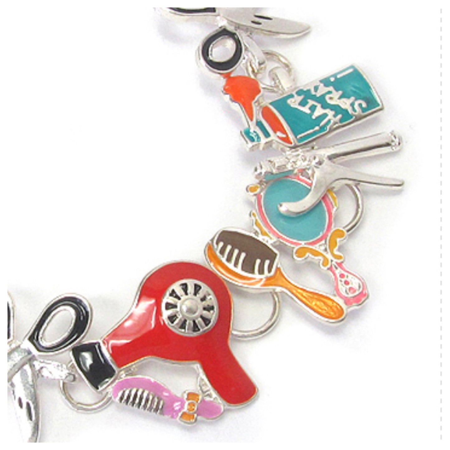 Adorable Hair Stylist Silver Link Bracelet