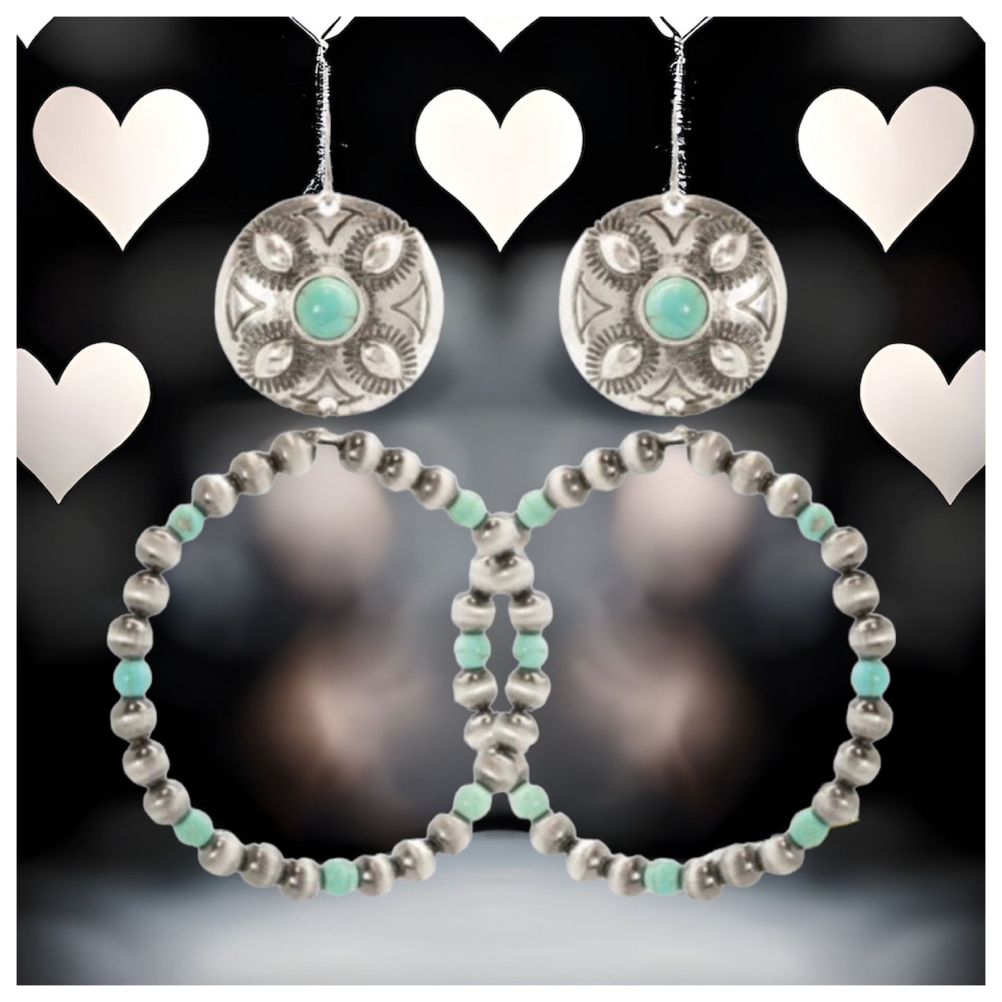Stunning Concho Navajo Pearl Beaded Earrings
