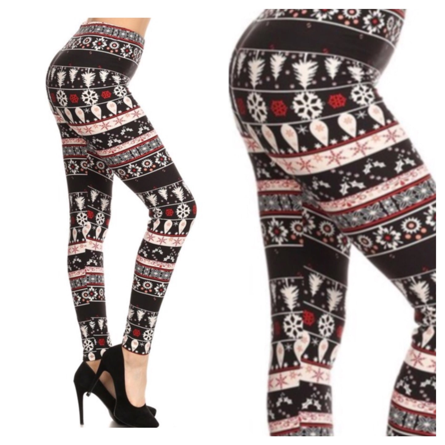 “A Touch of Heaven" Winter Theme Print Leggings