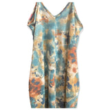 Stunning Blue Rust Tiedye V Neck Cami Maxi Dress with Pockets
