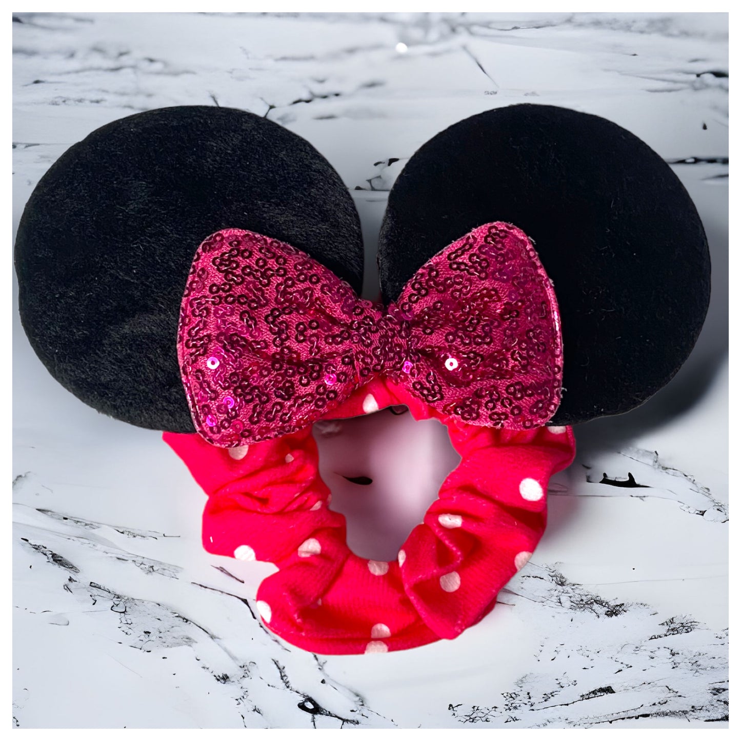 Ashlyn’s Adorable Sequin Bow Mouse Ears Polkadot Hair Scrunchies