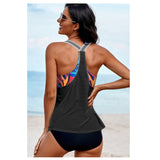 Sexy Me! Adorable 2pc Black or Purple Tankini with Colorful Top and Black Bottoms Swimsuit