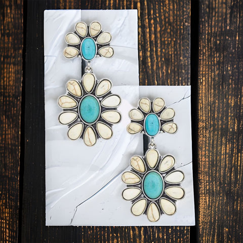 Sale! Western Iconic White Turquoise Stone Earrings