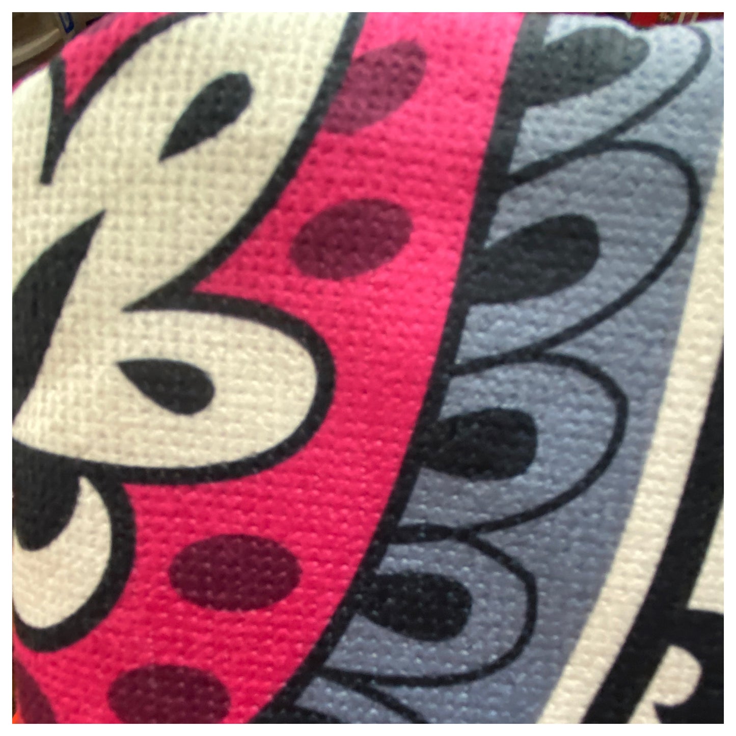 “Fun in the Sun" Fringe Trim Navy Pink Mandela Round Beach Towel