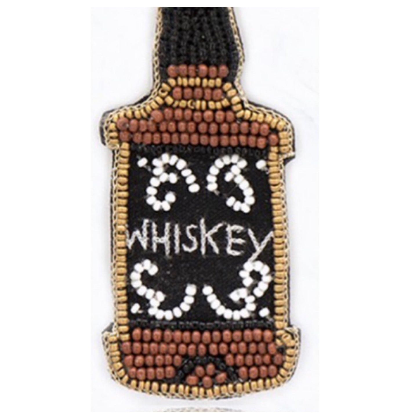 Crazy Unique Beaded Whisky Bottle with Verbiage Earrings