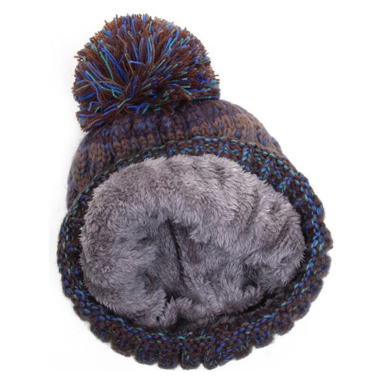 Faux Fur Lined Pepper Knit Pom CC Beanie