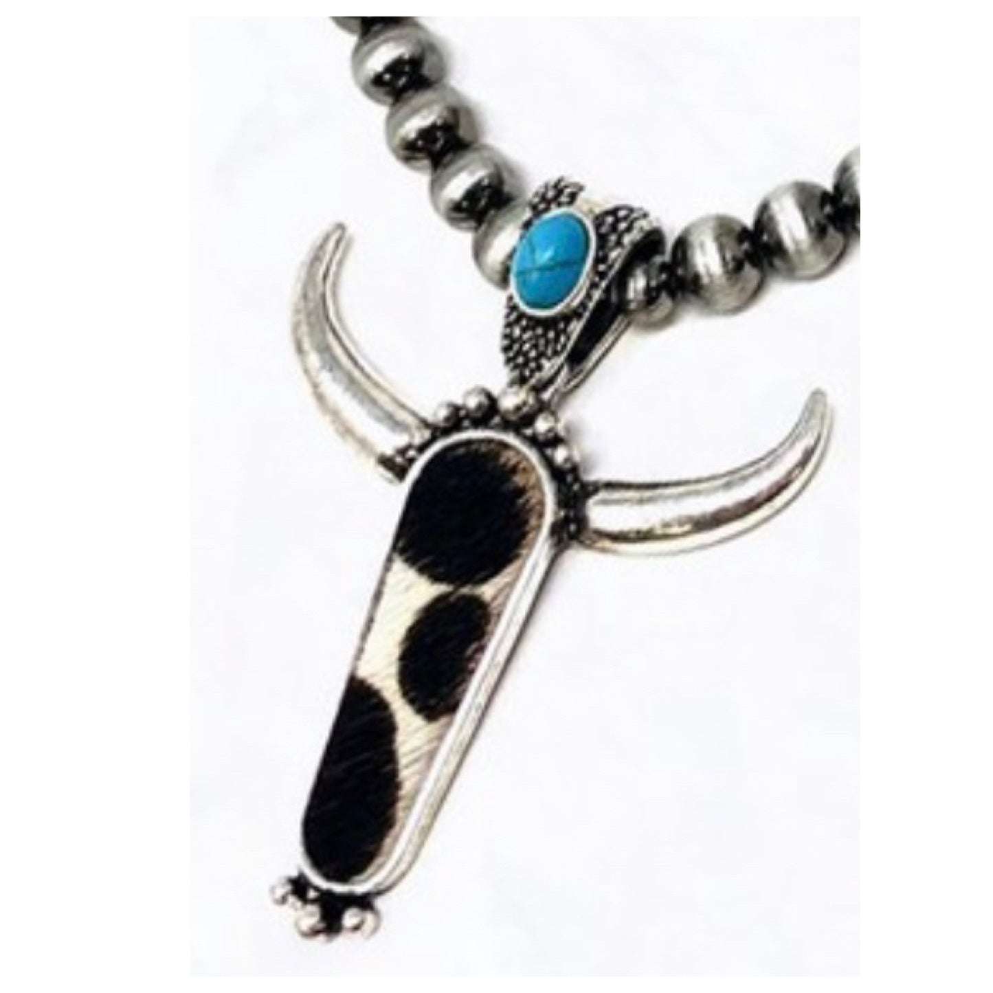 Semi Precious Longhorn Pendant Necklace Set
