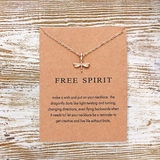 Adorable “Free Spirit” Dragonfly Gold Necklace