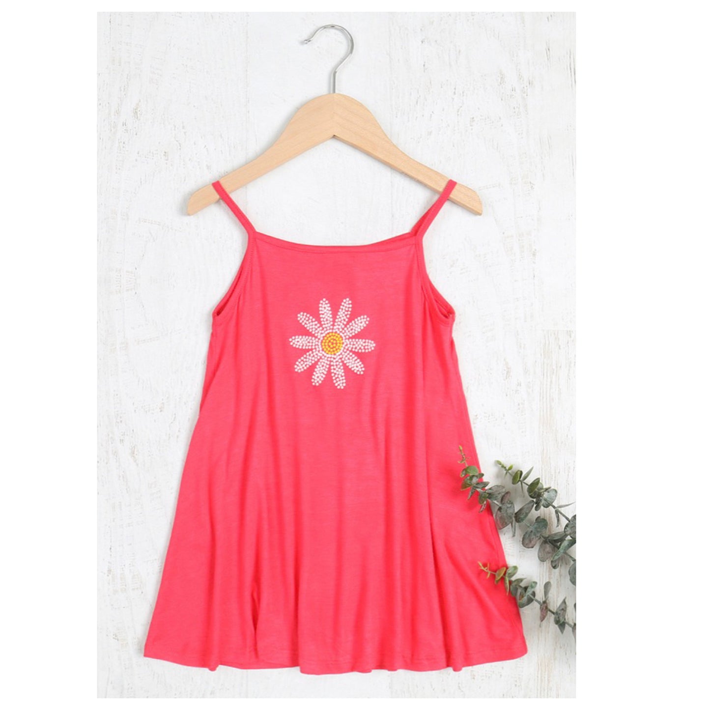 Z. Madison Spaghetti Strap Flower Detail Coral Tank Top