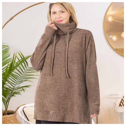 Sale! Crazy Cozy Plus Size Zenana Brushed Melange Tunic Sweater