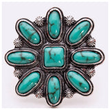 Iconic Turquoise Stone Flower Ring-Western-Jewelry