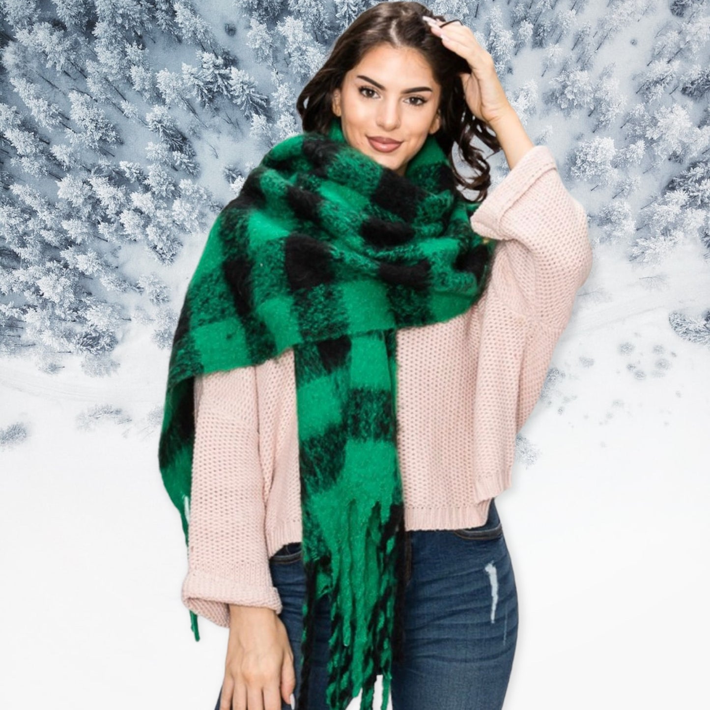 Crazy Soft Vibrant Long Plaid Scarves-Women’s Wrap