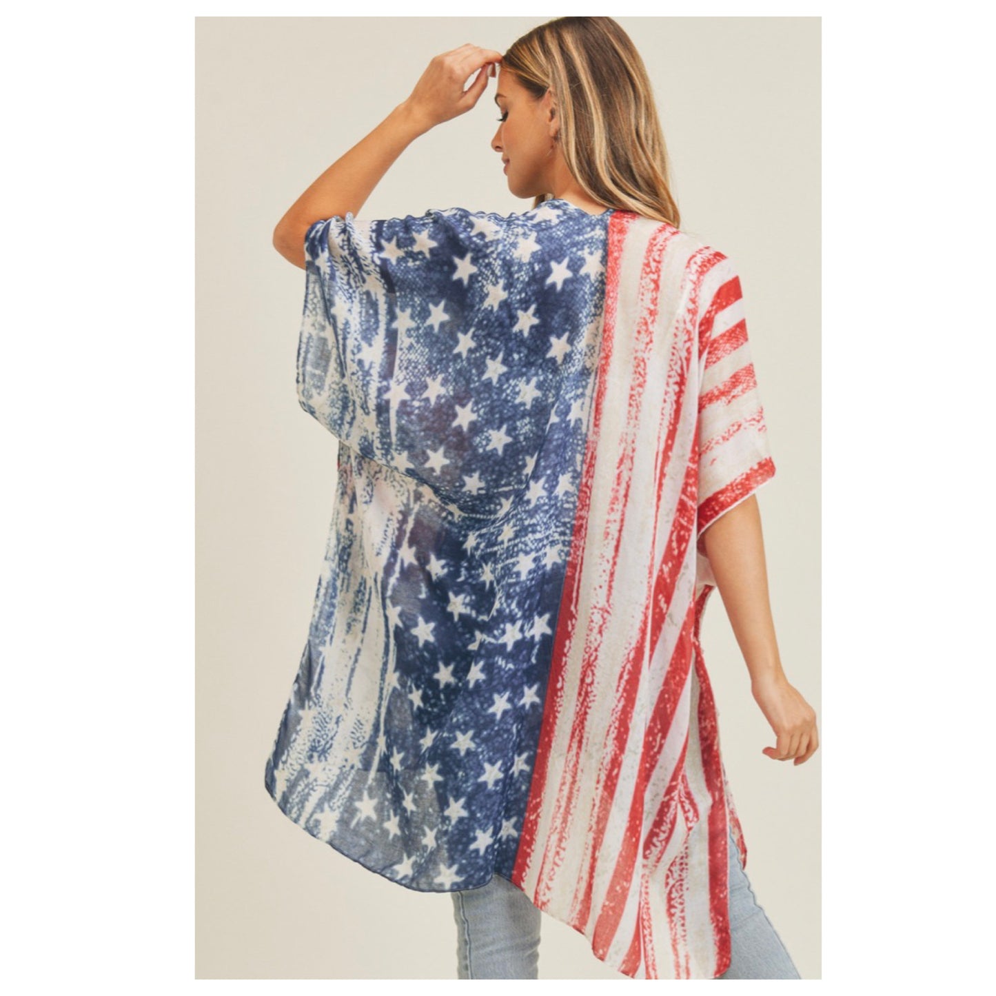 Special-American Pride Mineral Wash American Flag Kimono