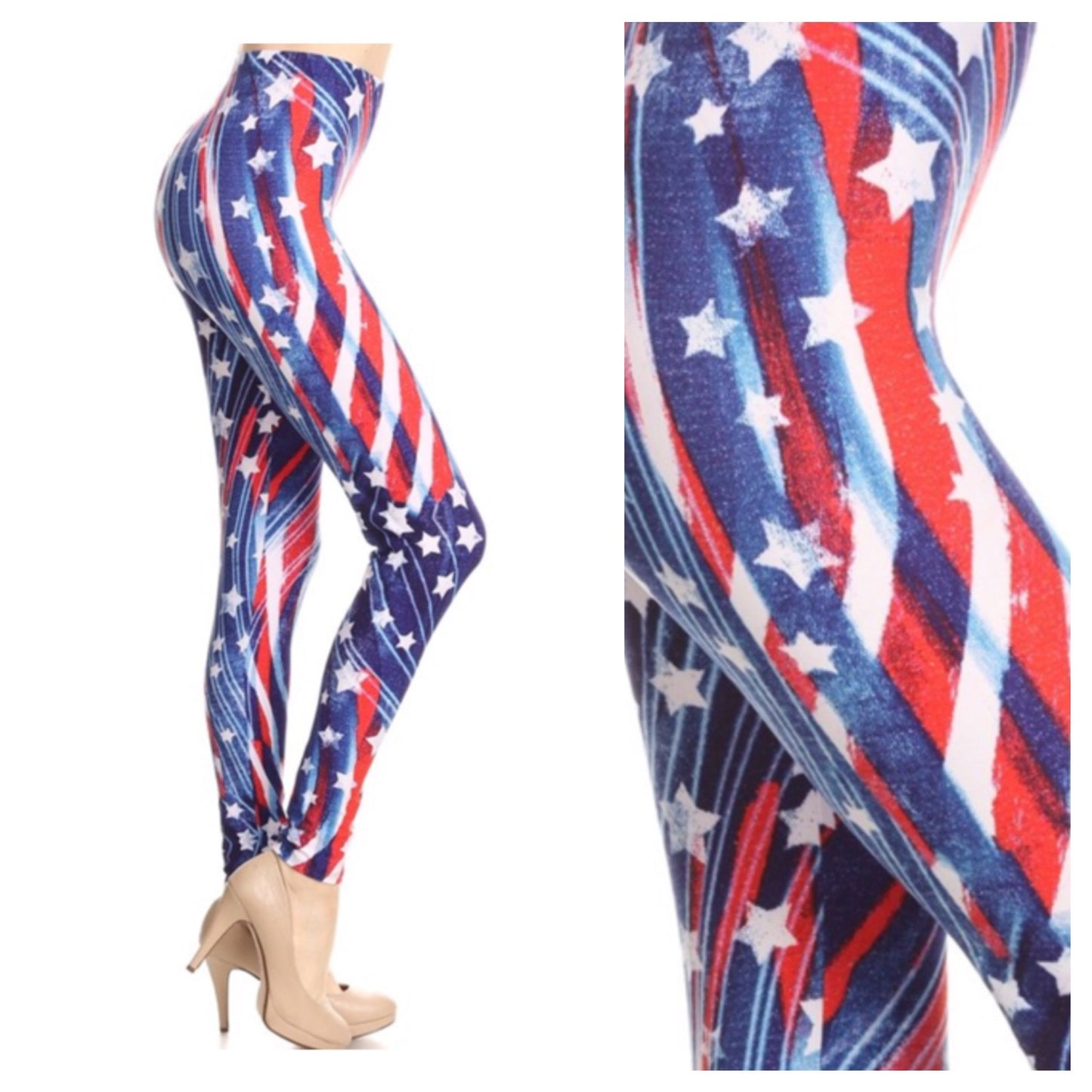 "American Pride" Red White and Blue American Flag Leggings