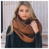 "I'm Never Cold" XL Thick Chunky Knit Camel Brown Infinity Scarf - Cheryl's Galore and More - 1