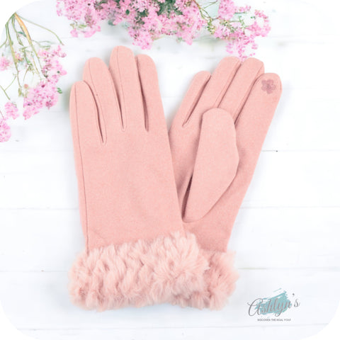 Ashlyn’s Fleece Sherpa Smart Touch Pink Gloves-Fall/Winter Gloves