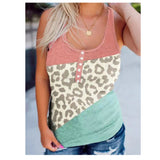 Closeout-Ashlyn’s Casually Cute Pink Mint Leopard Color Block Top-Tank Top