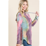 Ashlyn’s Purple Mint Tie Dye Hooded Top-Sweater Top-Hoodie