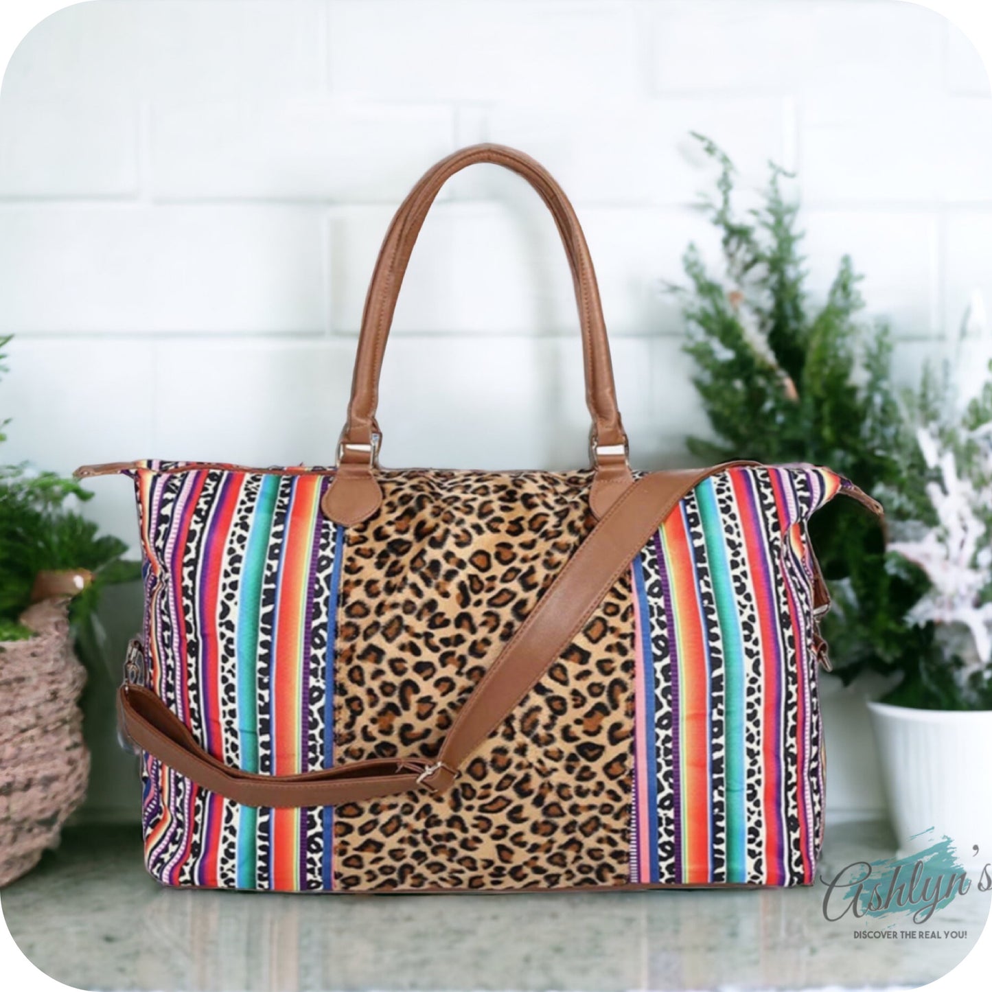 Gotta Get It! Leopard Serape Print Faux Fur Huge XL Weekender Bag-Tote Bag-Purse
