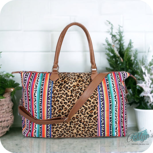 Gotta Get It! Leopard Serape Print Faux Fur Huge XL Weekender Bag-Tote Bag-Purse